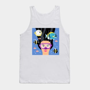 Black hair girl diving in tropical waters Tank Top